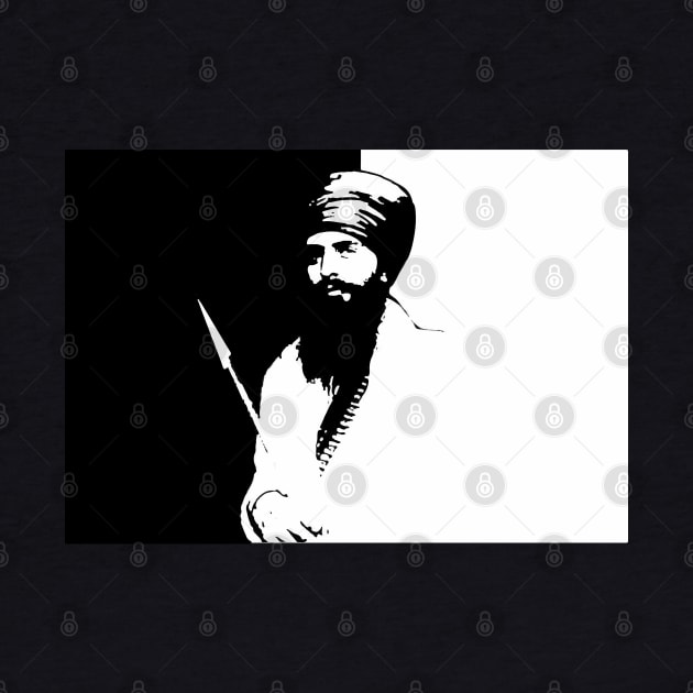 Sant Jarnail Singh Bhindranwale Black White by inkstyl